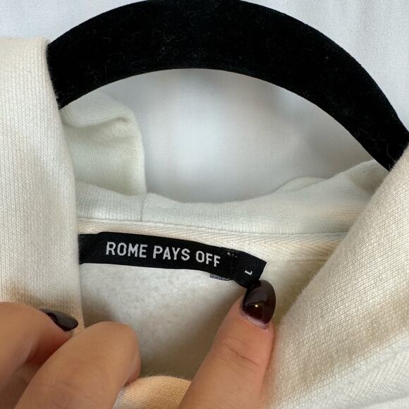 Jean Michel Basquiat Rome Pays Off Cream Hoodie Size Large - Picture 4 of 9